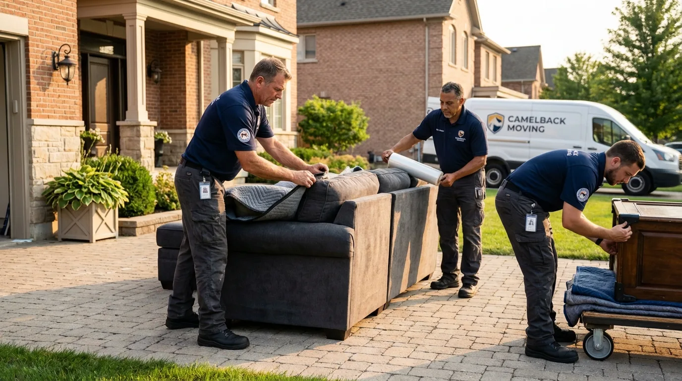 Large estate moving crew wrapping furniture in Alma, MI